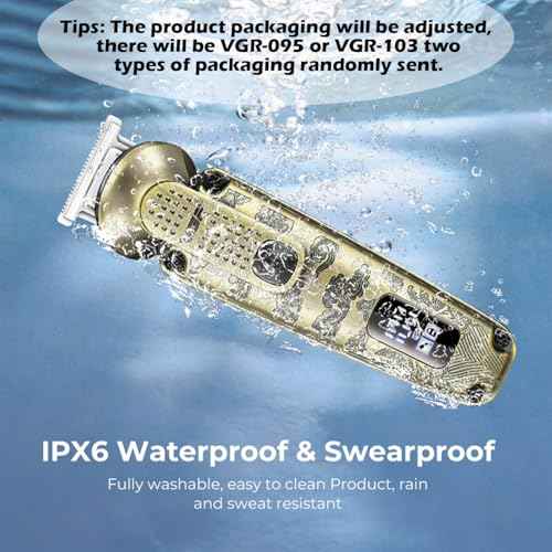 VGR 095 Beard Trimmer for Men, 7 in 1 Waterproof Cordless Hair Clippers and Trimmers Set, Electric Razor Shavers T-Blade Hair Trimmer Grooming Kit for Nose Body Ear Face Mustache, V-103