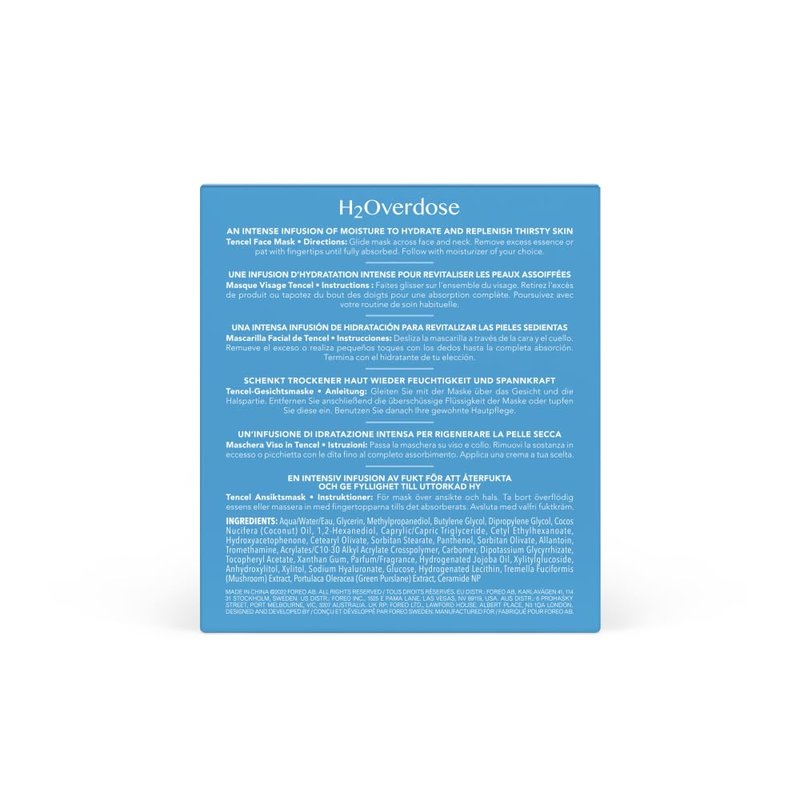 FOREO H2Overdose Advanced Collection 2.0 UFO-Activated Facial Mask - Hydrating Facial - Beauty & Personal Care - Hyaluronic Acid & Vitamin E - For All Skin Types - Dry skin & Flaky Skin - 6 pcs