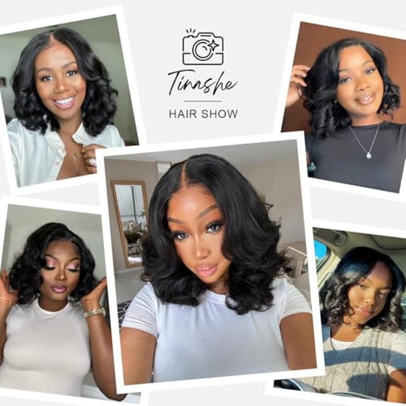 Tinashe Bob Wig Human Hair Wear and Go Glueless Wigs Human Hair Pre Plucked Pre Cut 180% Body Wave 5x6 Lace Front Short Bob Wigs Human Hair for Black Women-Natrual Black,14inch.
