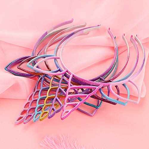 18 Pcs Unicorn Cat Ear Headband Party Favors for Girls Adult Cosplay Rainbow Glitter Plastic Christmas Hair Hoop