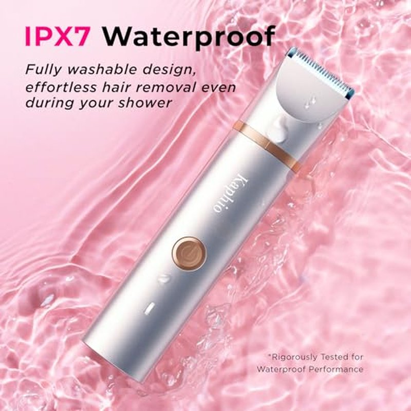Bikini Trimmer for Women Pubic Hair: 2 in 1 Electric Razors for Women - IPX7 Waterproof Lady Shaver for Travel & Home Use (Gold)