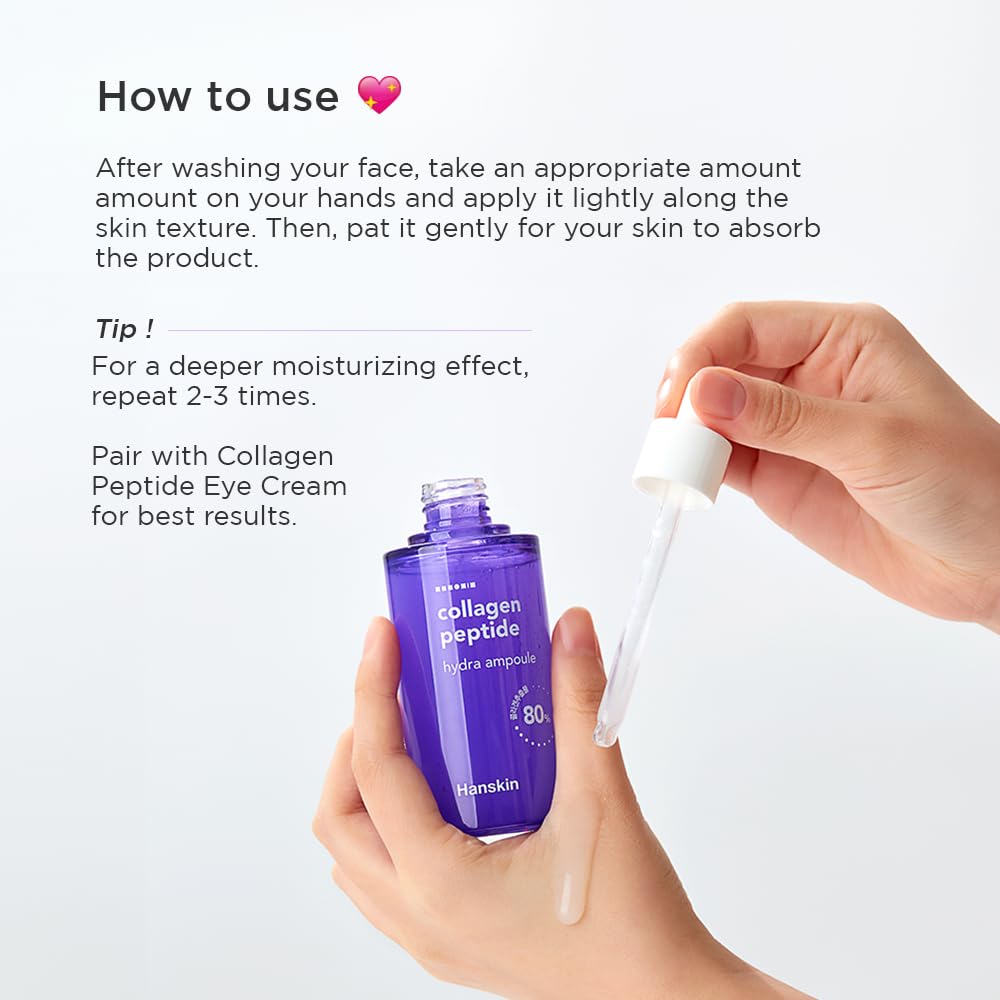 Hanskin Collagen Peptide Hydra Ampoule - Advanced Anti-Aging Serum with 80% Collagen | 90ml for Face & Neck Repair