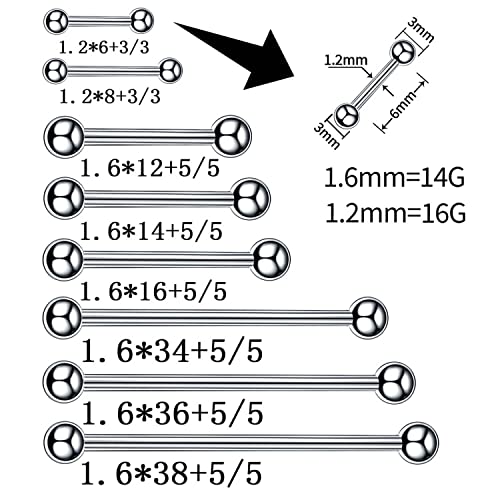 120PCS Body Piercing Kit Nose Stud Piercing Kits for All Body Piercings Stainless Steel Jewelry with 12G 14G 16G Piercing Needles for Ear Cartilage Tragus Nose Septum Lip Nipple Belly Button
