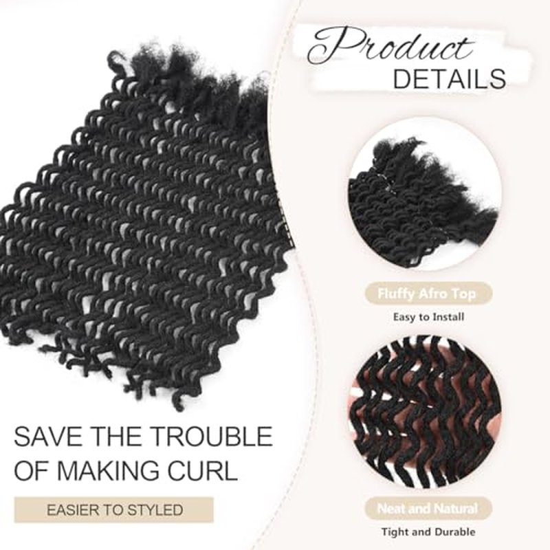 DAIXI Curly Wave Loc Extensions Human Hair, 100% Real Human Hair Dreadlock Extensions for Man/Women Handmade Permanent Dread Extensions Can Be Dyed Bleached Twisted (0.4cm, 1B, 12 Inch 30 Strands)