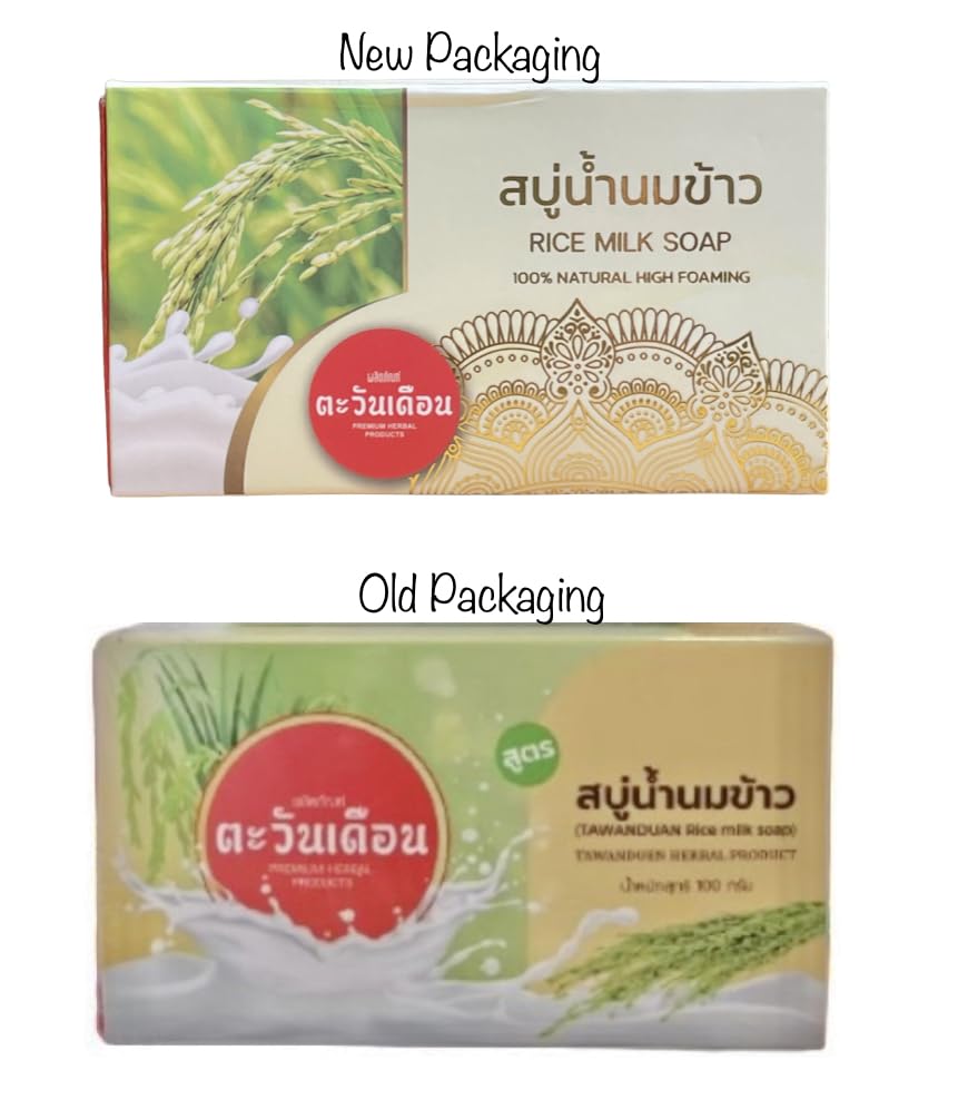 TAWANDUEAN RICE MILK Soap For Clear and Soft skin, Reduce dark spots, redness, Remove pimples on the face gently. / 3.52 Oz / 100 g (Pack of 1)