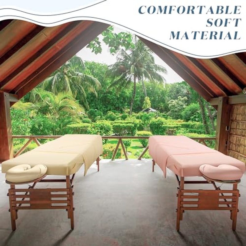 VitalCozy 24 Pcs 8 Sets Massage Table Sheets Set Include Massage Bed Sheets Massage Bed Cover Massage Face Rest Cover Spa Bed Cover Washable Massage Fitted Sheet for Hair Salon Spa (Light Color)