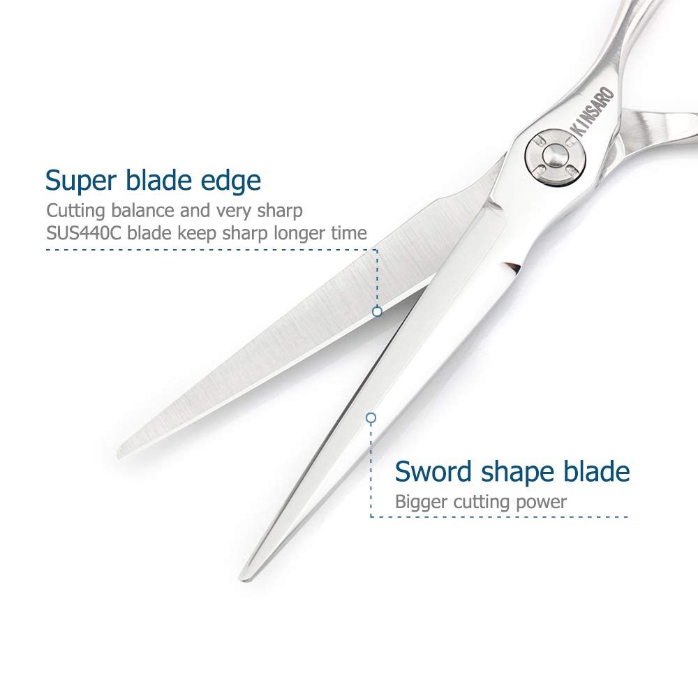5.5" Professional Hair Scissors to Cut Hair Cutting Haircut Shears 440C Barber Shears Hairdresser Sharp Hair Scissors Bearing Screw KINSARO for Hairdresser Barber or Home Use