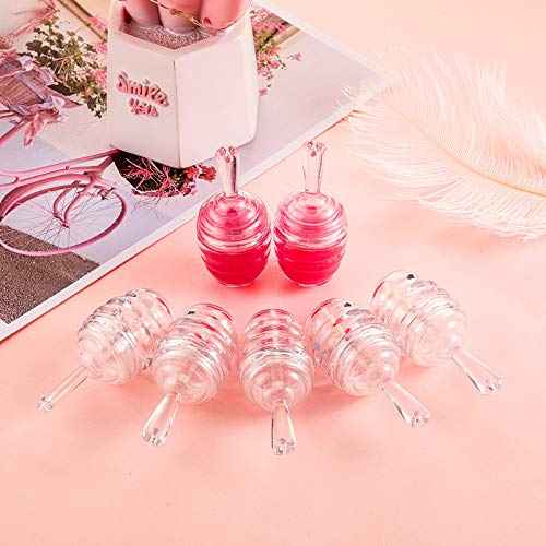 Maitys 18 Pieces Empty Lip Gloss Tubes Honey Pots Shaped Plastic Gloss Container Mini Clear Refillable Lip Balm Bottle Container with 2 Pieces Plastic Funnels for Women DIY Cosmetics, 6 ml