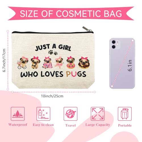 DJOLY Pug Gifts for Lovers, Birthday Decorations, Accessories for Dog Mom, Kids, Cosmetic Travel Pouch, Christmas Decor