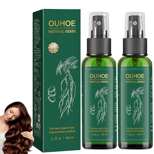 Hair Growth Spray, OUHOE Tonico Para Crecimiento Del Cabello, Natural Herbs Ginseng Hair Tonic, Generic Stronger and Hair Thickening, Non-greasy Nourishing Hair Mist for Women & Men (2Pcs)