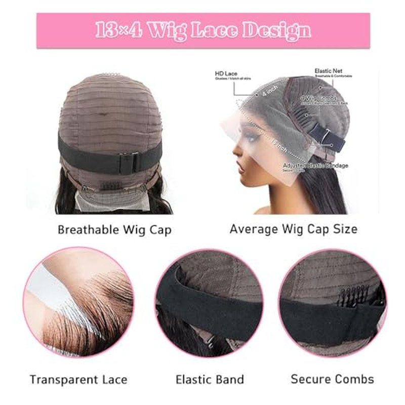 30 Inch Lace Front Wig Human Hair Pre Plucked 200 Density 13x4 HD Transpatent Straight Human Hair Wigs for Black Women Straight Lace Frontal Wigs Human Hair Natural Color (30inch)