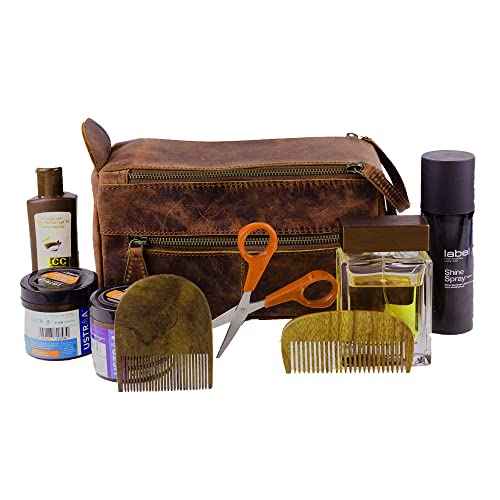 Handmade World Toiletry Bag for Men Dopp Kit genuine Buffalo Leather Toiletry Bag Case Travel Accessories Makeup cosmetic Essentials Organizer Leather Travel Toiletries Bag