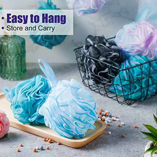 Shellwei 48 Pack Bath Sponge Shower Loofahs Bulk Pack 50g Soft Net Body Scrubber Shower Pouf Sponge Ball Body Mesh Pouf Exfoliating Bath Scrunchies for Men and Women
