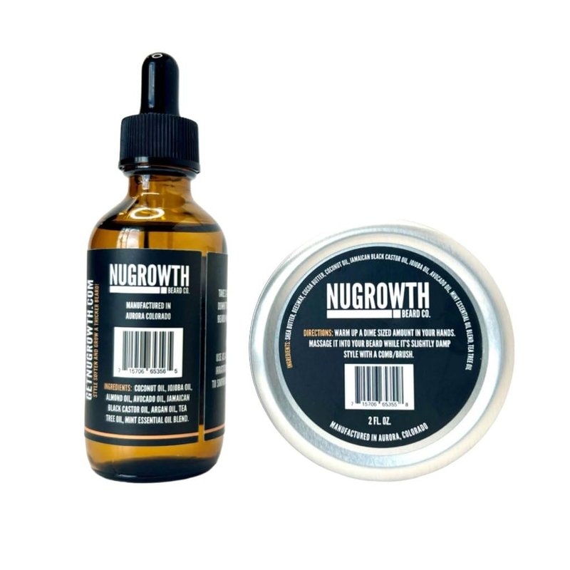 Beard Growth Kit for Black Men | Beard Oil & Shea Butter Balm Set - Softens, Moisturizes & Promotes Thicker Beards (4 fl. oz.)