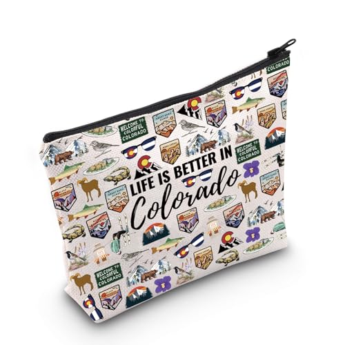 WCGXKO Colorado Travel Trip Gift Life Is Better In Colorado Makeup Bag Colorado Vacation Souvenirs (Better In Colorado)