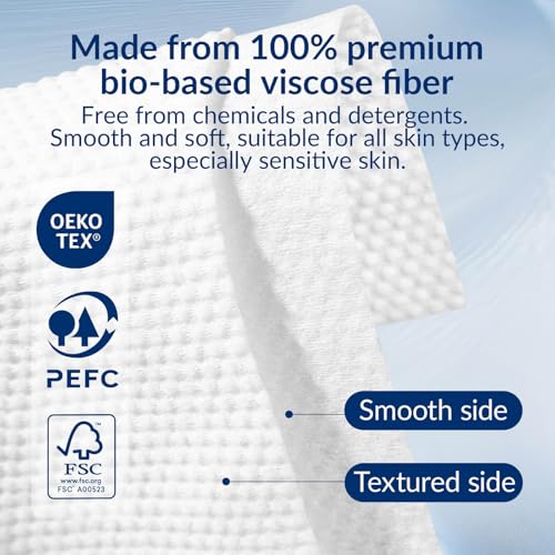 Clean XL Disposable Face Towels 11.8"¡¿7.8", 100% Biobased Biodegradable Viscose, Ultra Soft & Hygienic Facial Towelettes for Makeup Removal and Skincare, Safe for All Skin Types, 120 Count, 2 Packs