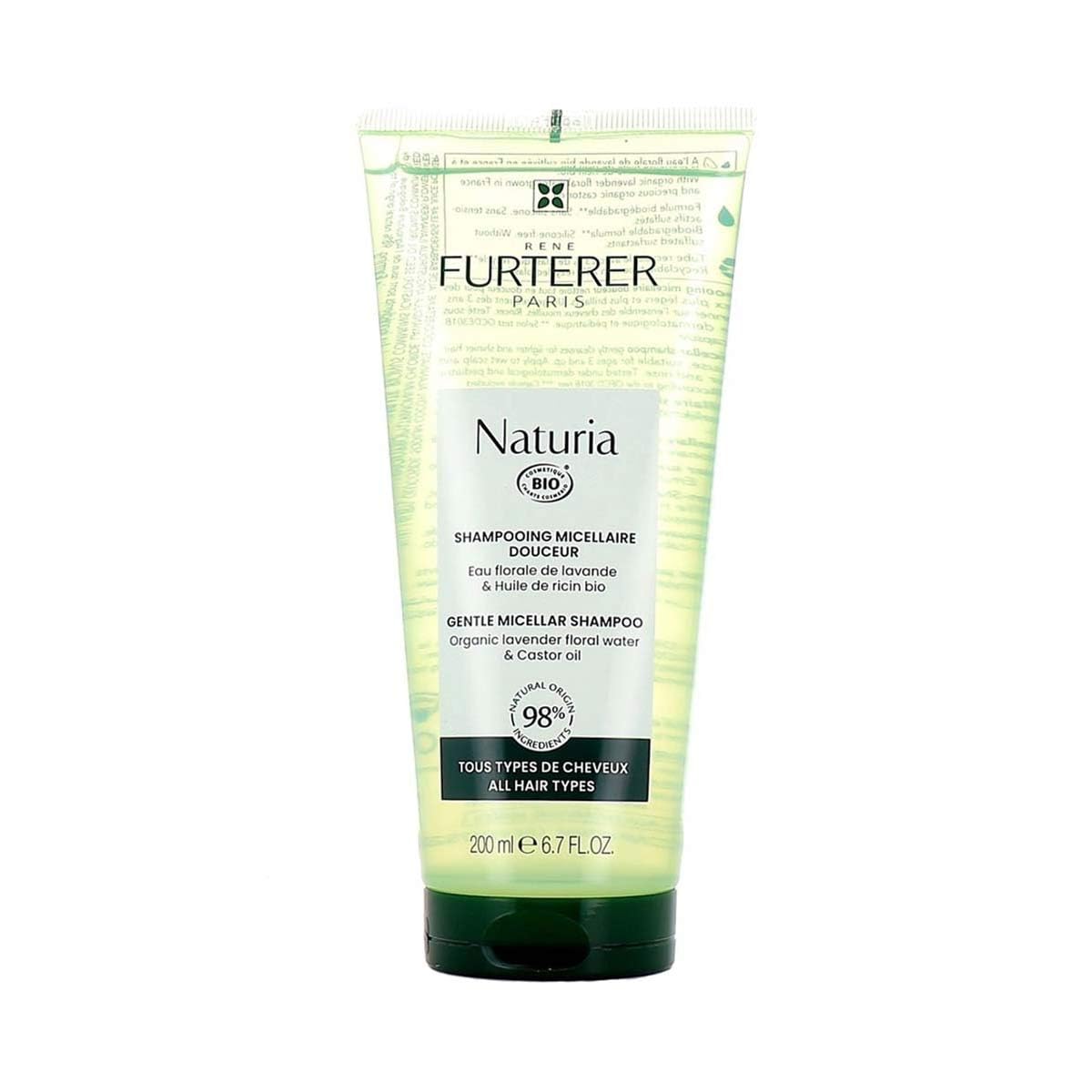 Rene Furterer NATURIA Extra Gentle Shampoo, Daily Use, Peppermint & Basil Oil, All Hair Types, 6.7 oz.