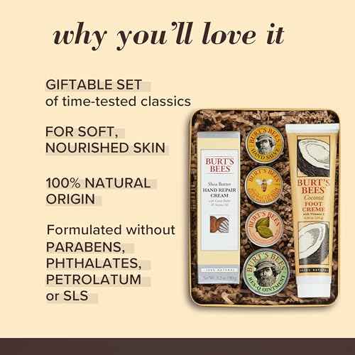 Burt's Bees Gifts Ideas - Classics Set, 6 Products in Giftable Tin ? Cuticle Cream, Hand Salve, Lip Balm, Res-Q Ointment, Hand Repair and Foot Cream