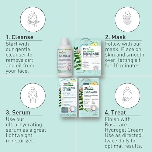 Rosacare Redness Relief Face Mask - Hydrating Sheet Masks with Hyaluronic Acid & Cucumber | 5 Pack for Sensitive Skin