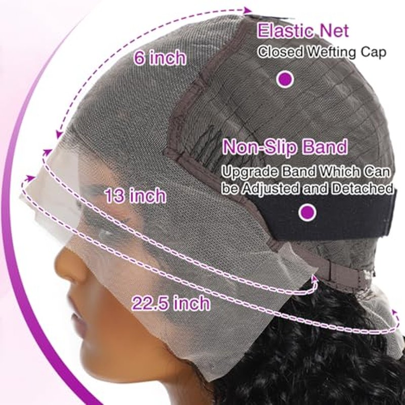 26 Inch 13x6 Deep Wave Lace Front Wigs Human Hair HD Transparent Lace Frontal Curly Wigs 200 Density Deep Curly Lace Front Wigs Human Hair Wig Pre Plucked Natural Color Deep Wave Wig