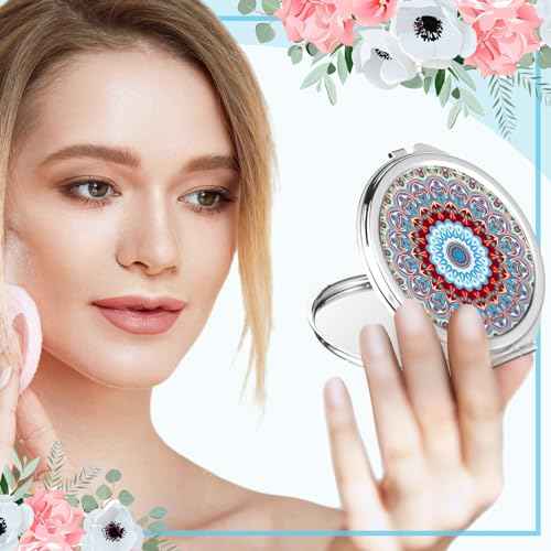 Jetec 18 Pcs Sublimation Blanks Products Small Compact Mirror Bulk Heat Transfer Folding Pocket Makeup Mirror Heart Round Square Double Sided Handheld Sublimation Mirror for Women Gift Purse Travel