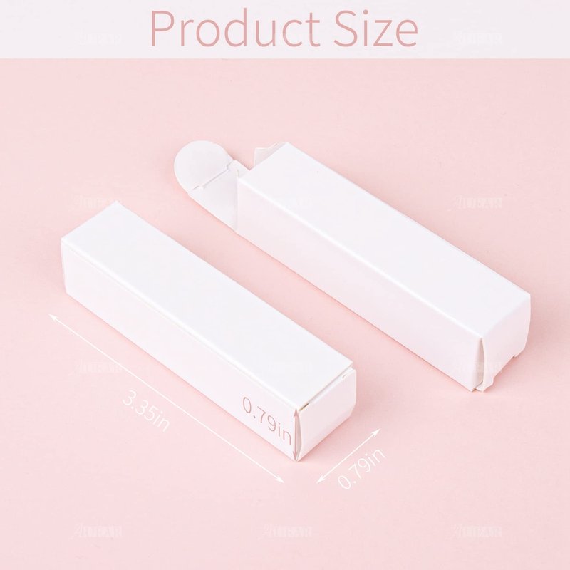 AUEAR, 50 Pack White Kraft Paper Lipstick Boxes Empty Lip Gross Box 3.35"x0.79"x0.79" Rectangle Balm Perfume Essence Oil Packaging Cases for DIY Gloss Gift