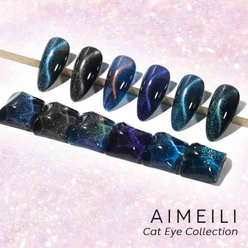 AIMEILI Cat Eye Gel Nail Polish U V LED Hema Free Cruelty Free Vegan Gel Polish Colors for Nail Art Kit Set Of 6pcs X 10ml - Kit Set 74