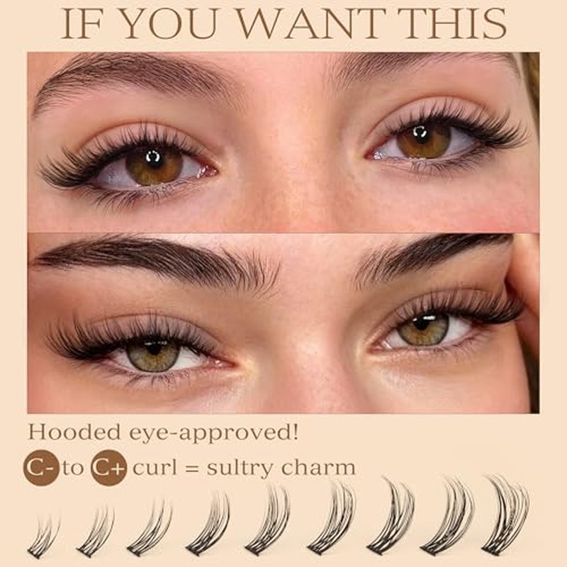 Natural Lash Clusters Wispy Eyelash Clusters C Curl Left&Right Cluster Eyelashes Extensions 180pcs Cluster Lashes DIY Individual Lash Extension Thin Band Cat Eye Lashes by TOOCHUNAG
