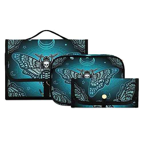 MNSRUU Goth Toiletry Bag Butterfly Skull Makeup Bag Gothic Hanging Travel Bag for Toiletries 3 PCS Toiletry Organizer Portable Makeup Cosmetic Bag Brushes Set