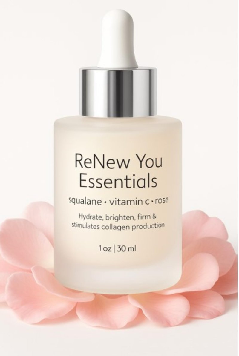 ReNew You Essentials Squalane and Vitamin C Rose Serum. Anti Aging Anti Wrinkle Brighten, Hydrate, Firm and Reveal Radiant Skin 1.0 ounces