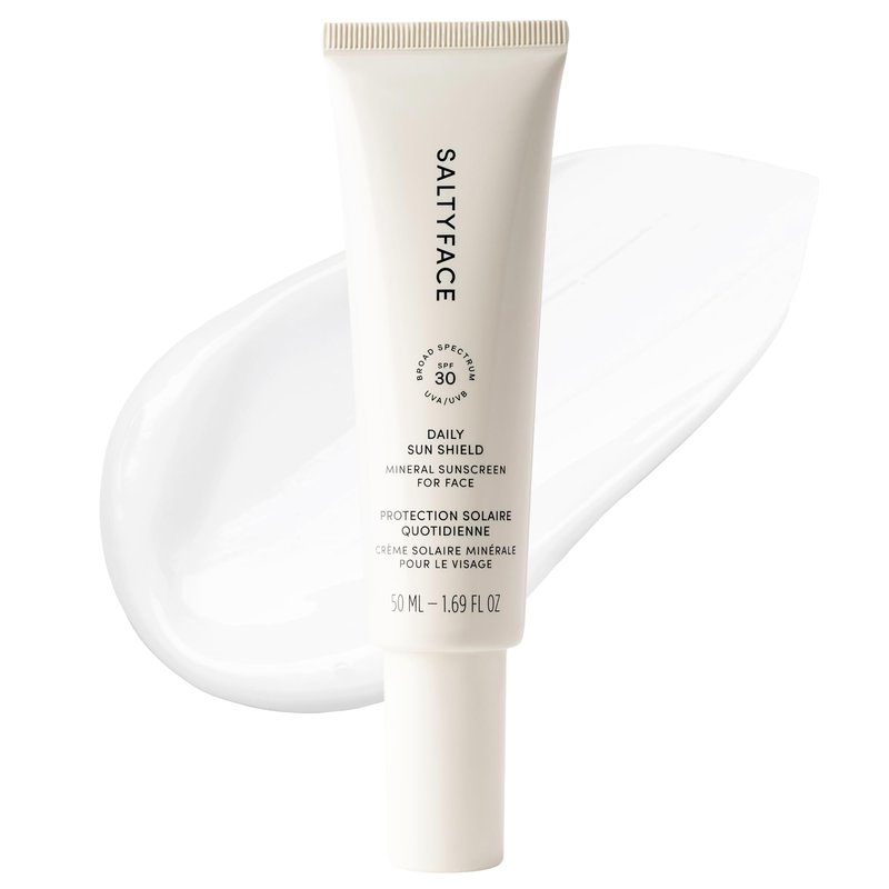 SALTYFACE - Daily Sun Shield (SPF 30) Mineral Sunscreen for Face - Water & Sweat Resistant up to 80 Minutes - Non-Clogging - Fragrance Free - Reef Safe Sunscreen - Vegan Skin Care - 1.69 FL OZ (50 ML)