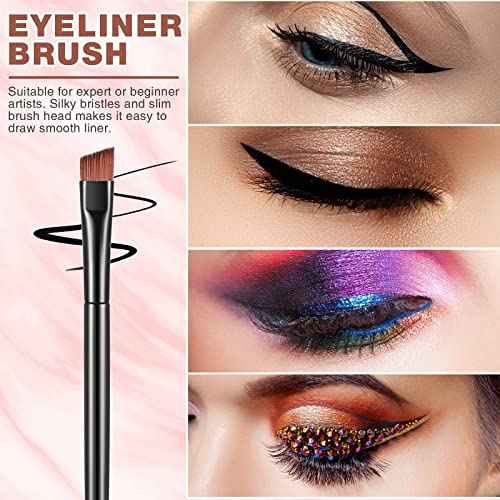 Gerrii 100 Pieces Disposable Angled Eyebrow Brushes Eye Liner Brush Disposable Angle Brushes Tinting Brushes for Women Girls Salon Beauty Cosmetic Make up Tool Esthetician Supplies(Black)