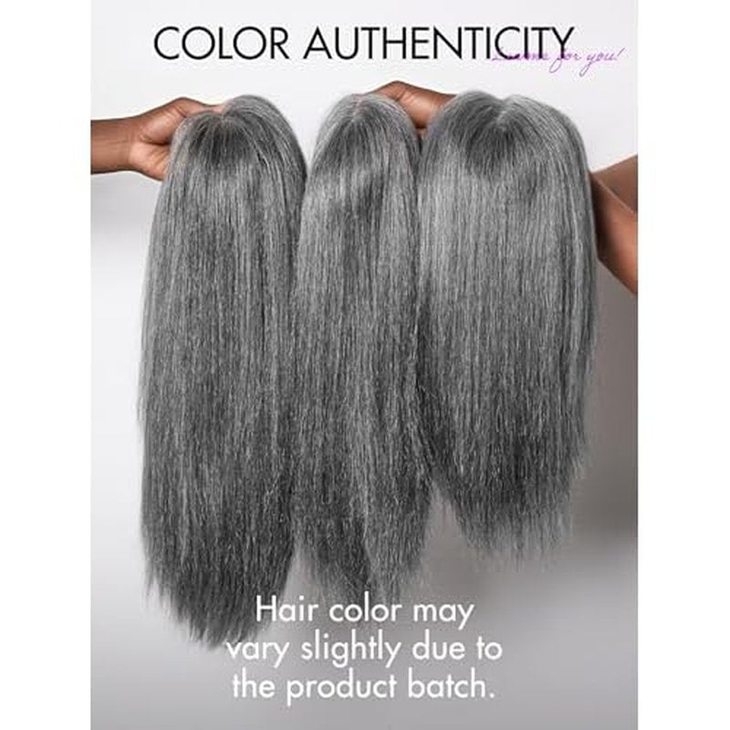 LUVME HAIR 14 Inch Grey Salt & Pepper Silky Straight Wig Human Hair Glueless HD Lace Bob Wig with Mix Grey Color, pre plucked pre cut Lace Ready to Go Wigs For Women