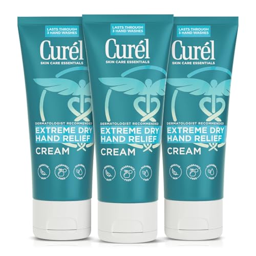 Curel Hand Cream for Dry to Extremely Dry Hands and Skin, Extreme Relief Hand Lotion, Long-Lasting Moisturizer, Skin Care Essential, Fragrance-Free, Travel Size, Lotion Bulk, 3 Oz (Pack of 3)