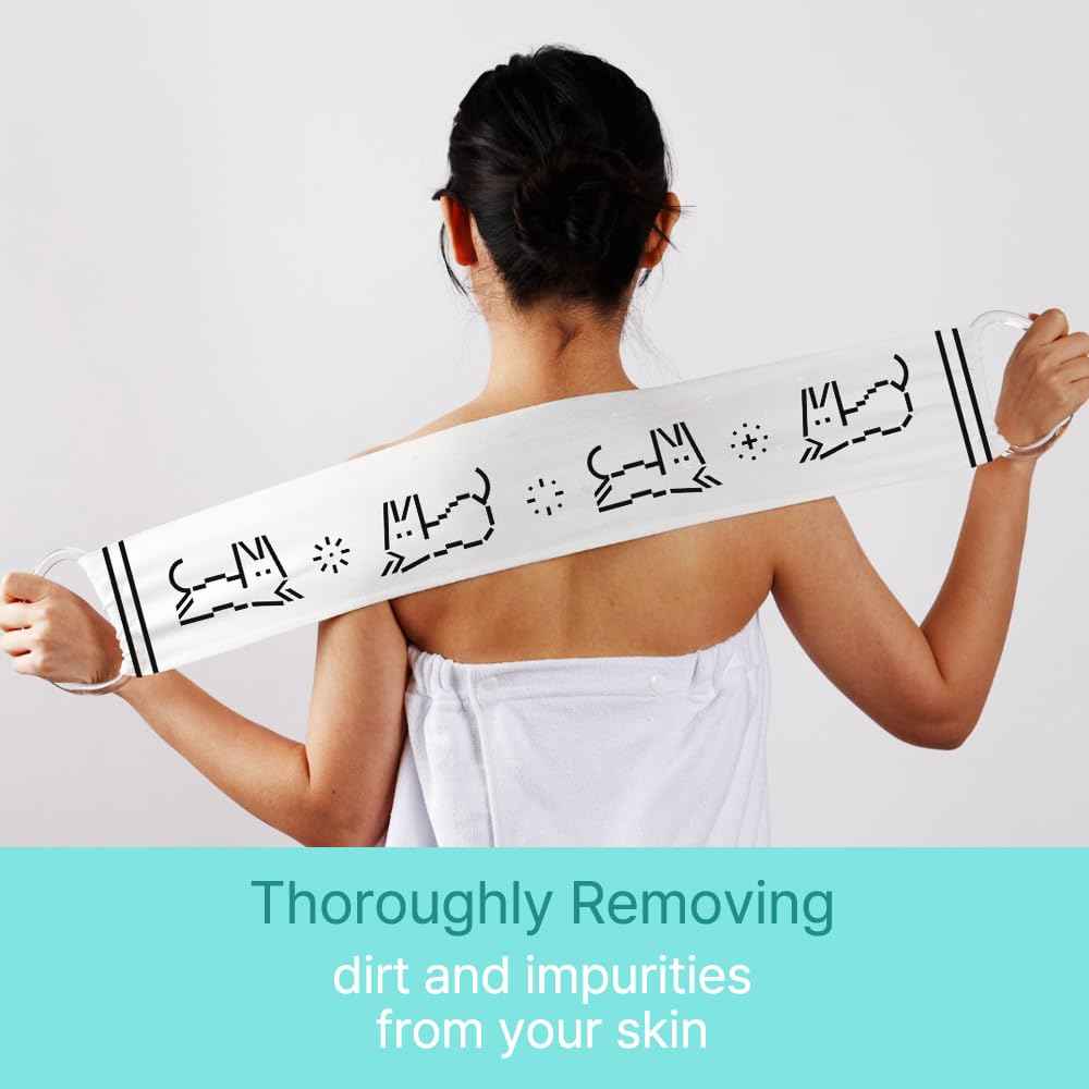 Ttaemigo Exfoliating Shower Towel for Back Scrub - ttaemigo is a Premium exfoliating wash Cloth Made from The Secret Exfoliation Method of The Korean Royal Family. (White)