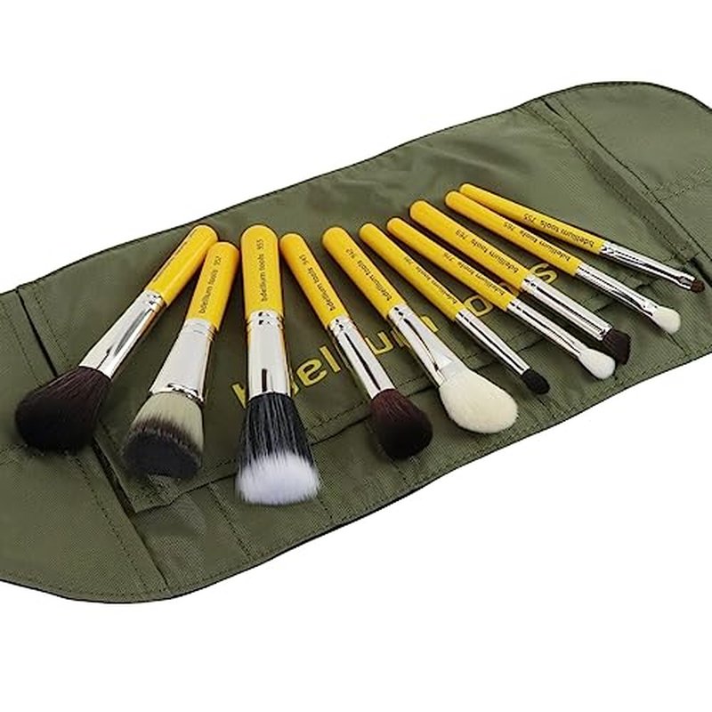Bdellium Tools Professional Makeup Brush Travel Series - Mineral 10pc. Brush Set with Roll-Up Pouch