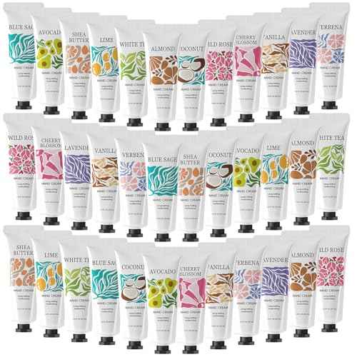 BODY & EARTH # LOVE 36 Pack Natural Plant Fragrance Moisturizing Hand Cream for Dry Hands, Mini Hand Lotion with Shea Butter Travel Size Hand Cream Gift Set for Women Birthday Gifts, Bridesmaid Gifts