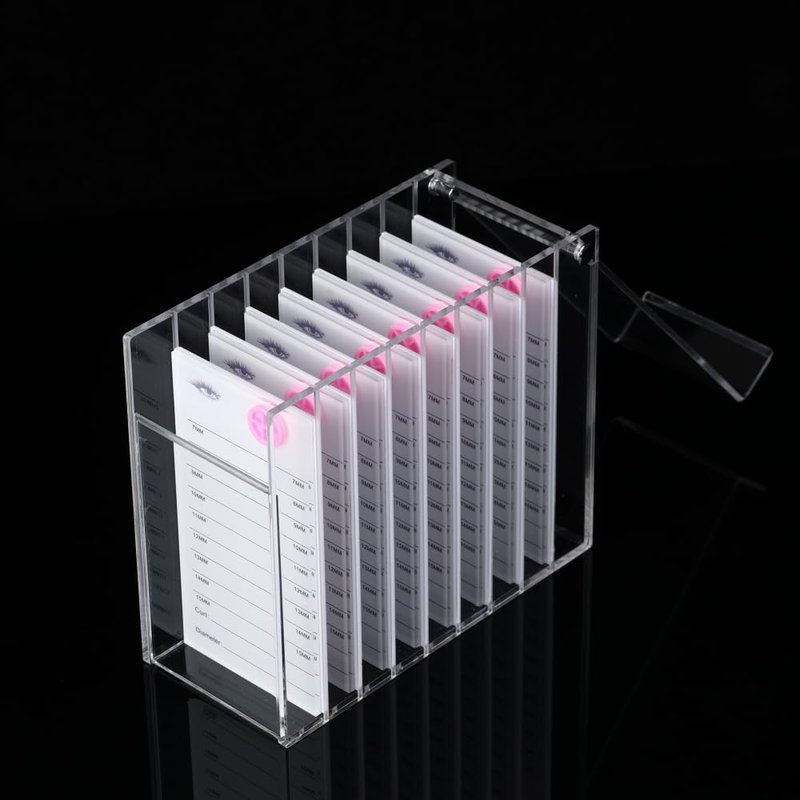 8 Layers Acrylic Eyelash Storage Organizer, Grafting False Eyelashes Display with 8 Pallets, Dustproof Cosmetic Beauty Extension Supplies (White)