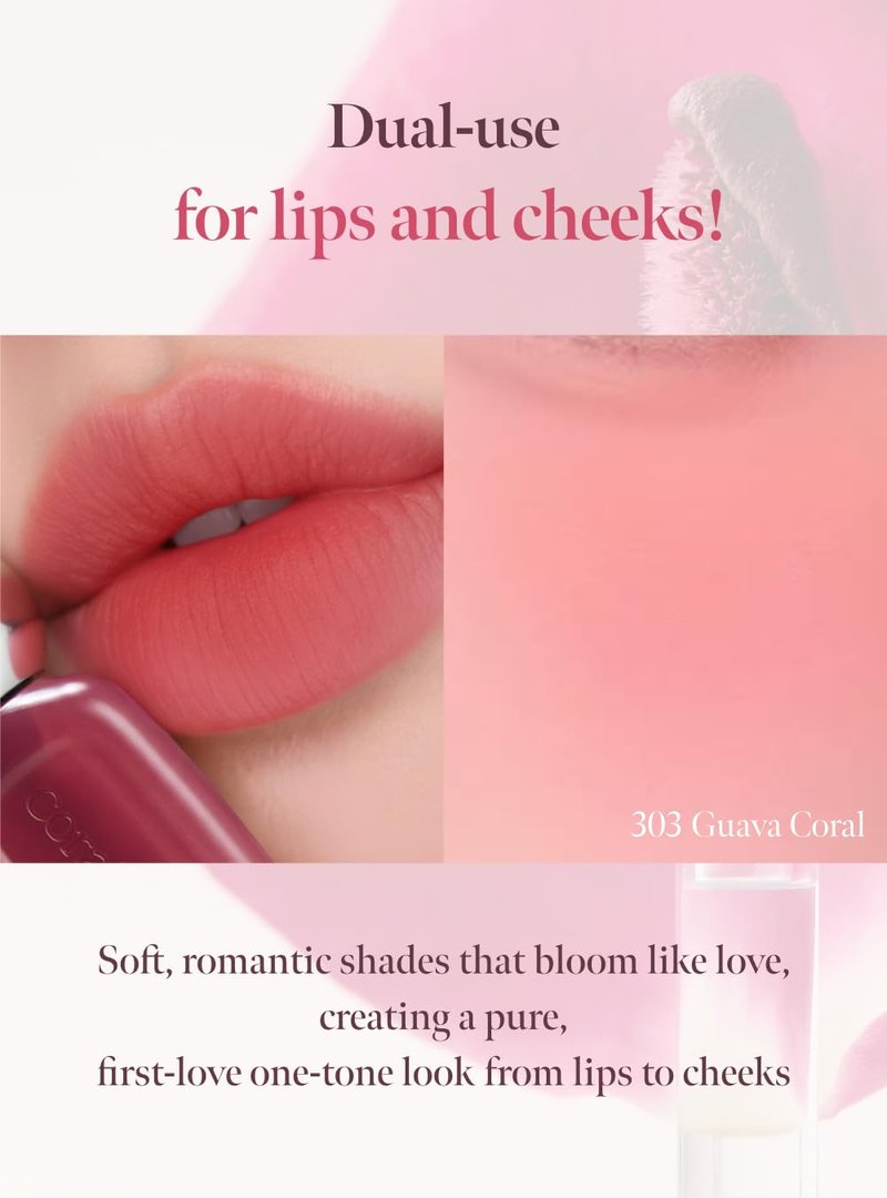 CORALHAZE Bare Velvet Tint #301 Misty Petal 3g, Soft Matte Lip Tint, Creamy Tinted Lip Stain, Velvet Burring Tint, Long Lasting High Pigment, Weightless, 24H Hydration, Lip Makeup, Korean Beauty