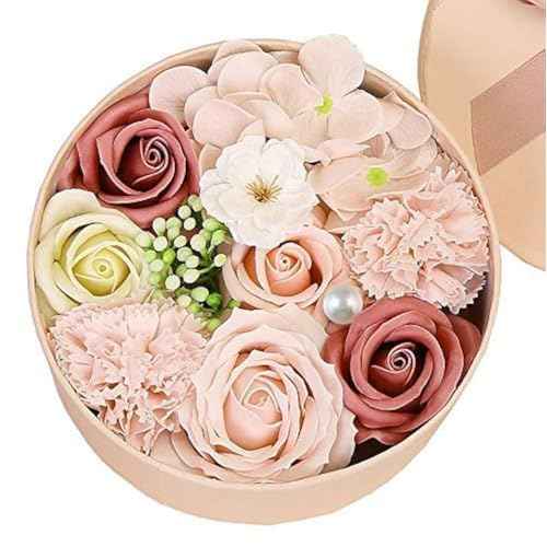 Luxury Beautiful Flora Scented Roses/Carnation Flower Bath Soap with Stem, Flower Soap in Gift Box, Gift for Birthday/Valentine's Day/Mother's Day (Pink)