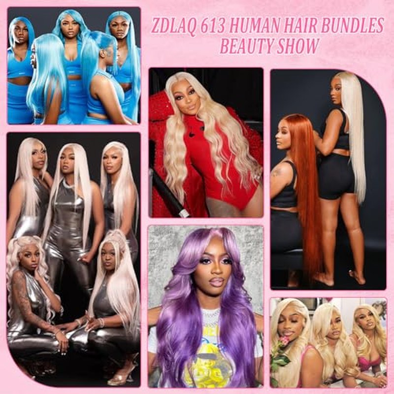 613 Bundles Blonde Bundles Human Hair 16 Inch 613 Body Wave bundles 100% Unprocessed 12A Grade Brazilian Virgin Hair Bundles 1 Bundle Human Hair 613 Blonde Bundle Hair Extensions for Women