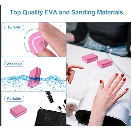 Nail Buffers (100 Pack), Mini Buffer Block Nail File for Acrylic and Natural Nails, 100/180 Grit Nail Buffer Block Bulk Buffing Blocks for Nail Buff Professional Manicure File Blocks Set Hot Pink