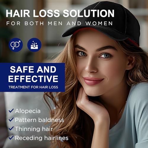 Laser Hair Growth Cap, Red Light Therapy Cap, Low Level Laser Therapy (LLLT) Equipment for Promoting Hair Growth in Women and Men£¨Black£©