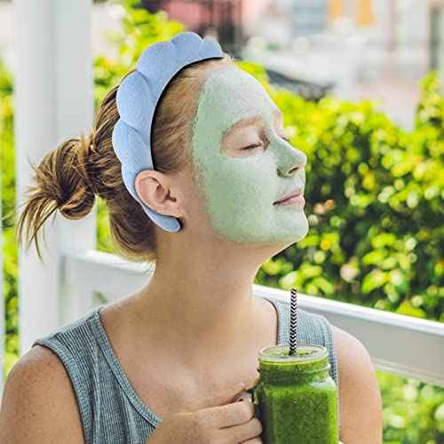 Sponge Spa Headband for Women, Makeup Headband and Wrist Washband Set Skincare Headband for Teen Girl Valentine's Day Gifts Trendy Stuff