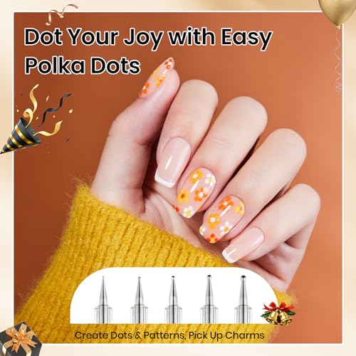 Beetles Nail Art Brushes 8pcs ? Crystal Nail Art Tools 5pcs Double-headed Nails Dotting Tool, 3pcs Striping Liner Brushes for Nails with Pearls Bowknot Stickers, DIY Home Salon Manicure Design Tools