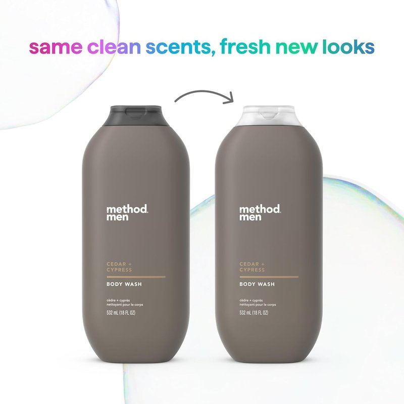 Method Men Body Wash, Cedar and Cypress, Paraben and Phthalate Free, Quick-Lathering Cleansers, Cruelty Free, 18 oz (Pack of 3)