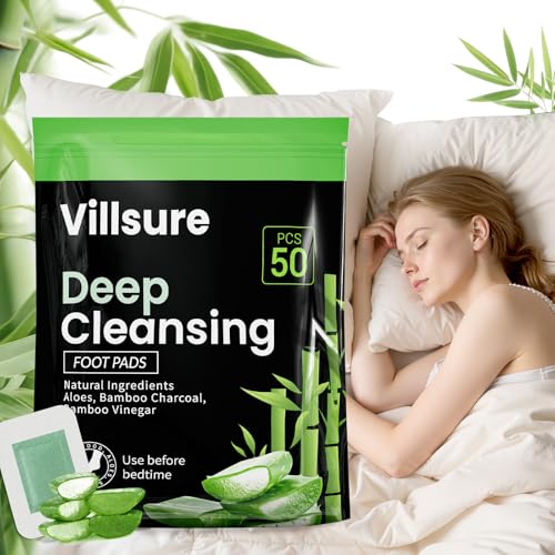 Villsure Deep Cleansing Foot Pads,50 Packs Bamboo Foot Pads. Use during sleep to improve sleep and support body cleansing. May Relieves Stress and Fatigue,It is a good gift for family members.