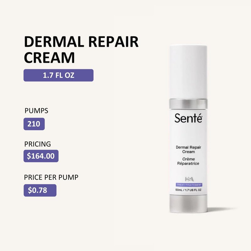 Senté Dermal Repair Facial Cream | Nourishing for Rosacea, Sensitive Skin, & Post-Procedure | Hydrate & Soothe| with Patented HSA, Vitamin E & Green Tea Extract | 1.7 Fl Oz