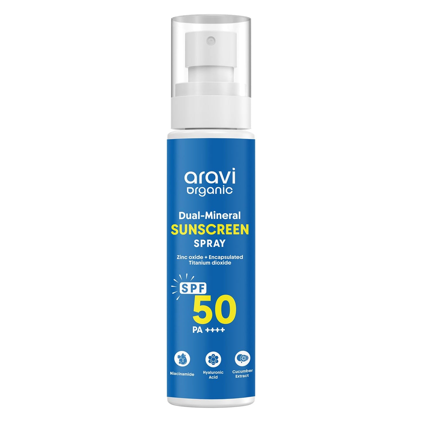 Aravi Organic Dual Mineral Sunscreen Spray Mist SPF 50 - Lightweight, Water Resistant, No White Cast | 3.3 fl oz