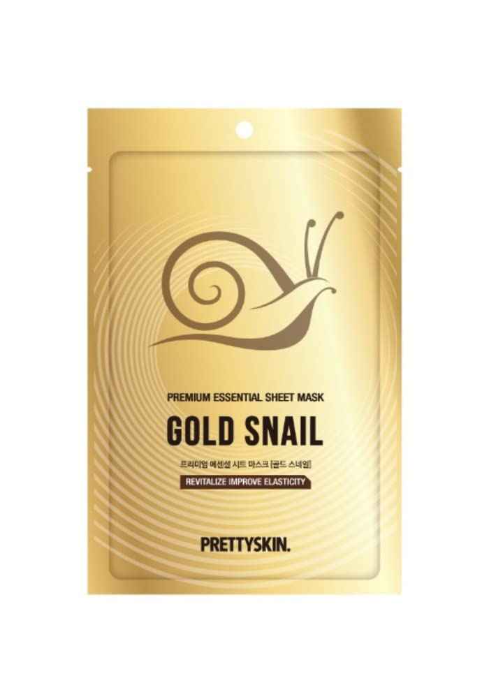 PRETTYSKIN Premium Essential Sheet Mask Gold Snail 23g-Intense Mositure, Lasting Hydration (Pack of 10)